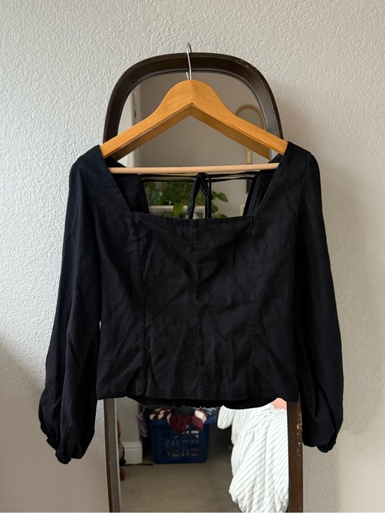 GAP Tops - Gap Black Square Neck Puff Sleeve Top
